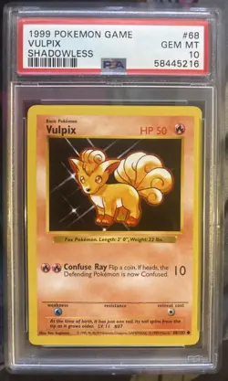 Pokemon Vulpix Base Set Shadowless 1st Edition #68 PSA 10 Gem Mint - Image 2