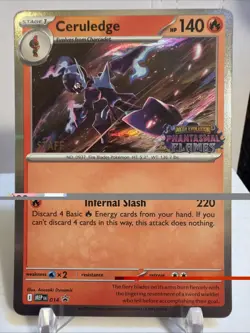 PRE RELEASE Ceruledge MEP 014 Staff Promo Stamp Phantasmal Flames Pokemon TCG 🔥 - Image 1
