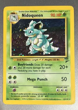 NIDOQUEEN 12/130 Holo Rare Base Set 2 WOTC Pokemon Card Near Mint/Light Play - Image 3