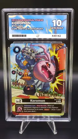 Koromon - BT11‑005 3-on-3 Battle Participant - ACE Grade 10 - Digimon Card Game - Image 1