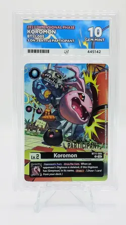 Koromon - BT11‑005 3-on-3 Battle Participant - ACE Grade 10 - Digimon Card Game - Image 3