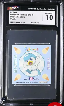 2024 POKEMON STICKERS BASKIN ROBBINS - Vanilla - Quaxly CGC 10 PSA - Image 1