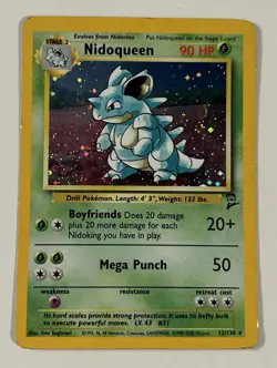 Nidoqueen 12/130 Base Set 2 Holo Rare Pokemon Heavily Played Card - Image 1