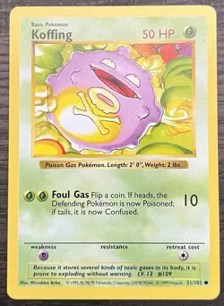 Shadowless Koffing 051/102 Pokemon TCG WOTC Base Set MINT - Image 1
