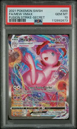 2021 POKEMON SWORD & SHIELD FUSION STRIKE SECRET #269 FULL ART/MEW VMAX PSA 10 - Image 1
