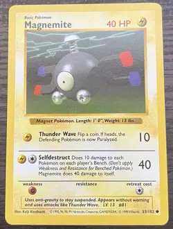 Shadowless Magnemite 053/102 Pokemon TCG WOTC Base Set MINT - Image 1