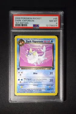 Dark Vaporeon #45 1st Edition 2000 Pokemon Rocket - PSA 8 - Image 1