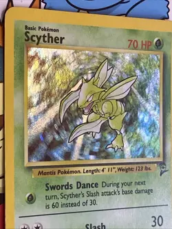 1999 Pokemon TCG Base Set 2 Scyther 17/130 Holo Rare LP/MP Swirl - Image 3