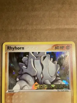 Rhyhorn Pokemon Card Emerald 62/106 Holo LP - Image 3