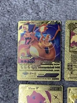 Set of 15 Pokemon Charizard,Mew,Vaporean&More Gold Foil Fan Art Cards MP-LP - Image 2