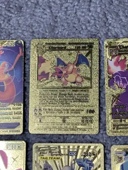 Set of 15 Pokemon Charizard,Mew,Vaporean&More Gold Foil Fan Art Cards MP-LP - Image 3