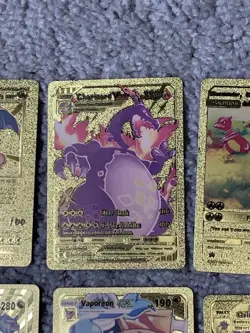 Set of 15 Pokemon Charizard,Mew,Vaporean&More Gold Foil Fan Art Cards MP-LP - Image 4