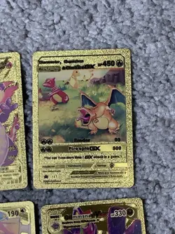 Set of 15 Pokemon Charizard,Mew,Vaporean&More Gold Foil Fan Art Cards MP-LP - Image 5