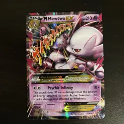 Pokemon M Mega Mewtwo EX Ultra Rare Holo TCG Card 64/162 XY Breakthrough - Image 1