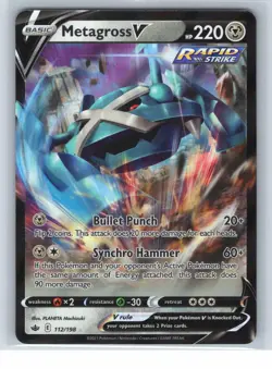 Metagross V Chilling Reign 112/198 Holo Ultra Rare Pokemon Card NM 1218#252 - Image 1