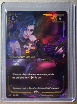 Riftbound Jinx Rebel Champion English card 202/298 Prerelease Stamped Promo - Image 1