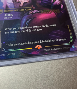 Riftbound Jinx Rebel Champion English card 202/298 Prerelease Stamped Promo - Image 3