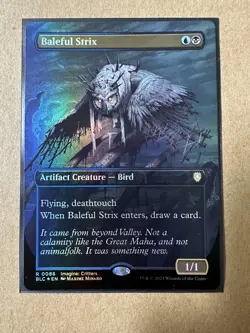 Baleful Strix FOIL BORDERLESS RARE Bloomburrow Commander BLC MTG Magic Gathering - Image 1