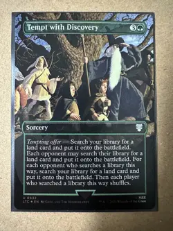 Tempt with Discovery FOIL BORDERLESS UNCOMMON Lord of the Rings LTC MTG Magic - Image 1