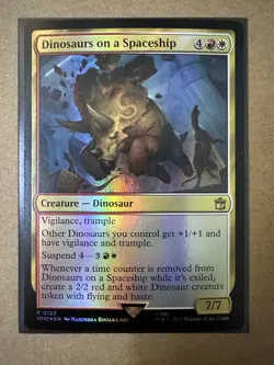 Dinosaurs on a Spaceship FOIL RARE Doctor Who Universes Beyond MTG Magic NEW - Image 1