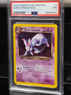 Pokemon Dark Espeon Neo Destiny, 2002 Unlimited Holo Rare #4/105 PSA 7 - Image 2