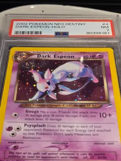 Pokemon Dark Espeon Neo Destiny, 2002 Unlimited Holo Rare #4/105 PSA 7 - Image 3