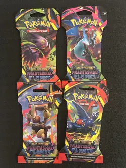 Pokemon TCG Mega Evolution Phantasmal Flames 4x Sleeved Booster Pack Art Set New - Image 1
