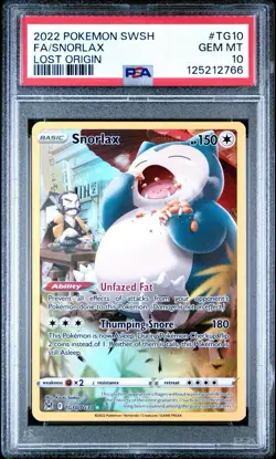 2022 Pokemon SWSH Snorlax Lost Origin TG10/TG30 PSA 10 - Image 1