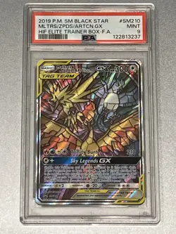 Moltres & Zapdos & Articuno GX Alt Promo PSA 9 Pokemon Hidden Fates SM210 - Image 1