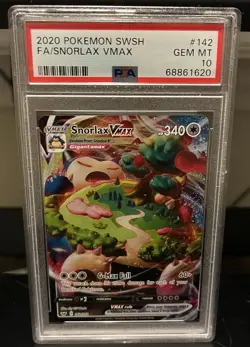2020 Pokemon SWSH Snorlax VMAX Full Art #142 PSA 10 GEM MINT - Image 1