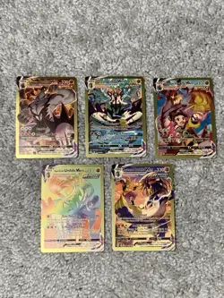 Pokemon Set of 5 Urshifu VMax HP330 Beat Down&Gale Thrust Gold Foil Fan Art NM! - Image 1