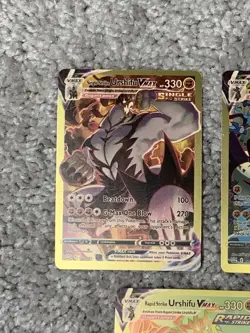 Pokemon Set of 5 Urshifu VMax HP330 Beat Down&Gale Thrust Gold Foil Fan Art NM! - Image 2