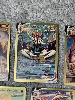 Pokemon Set of 5 Urshifu VMax HP330 Beat Down&Gale Thrust Gold Foil Fan Art NM! - Image 3