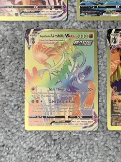 Pokemon Set of 5 Urshifu VMax HP330 Beat Down&Gale Thrust Gold Foil Fan Art NM! - Image 5