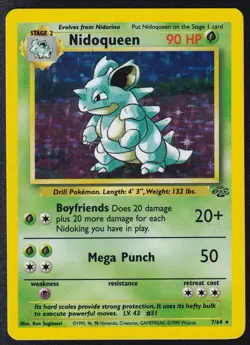 Pokemon TCG Nidoqueen Jungle Holo Rare Card 7/64 1999 Unlimited LP - Image 1