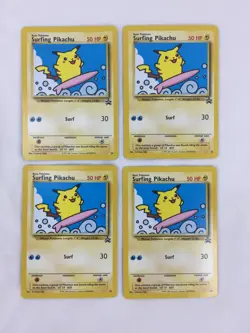 Lot of 4 2001 Pokemon Black Star Promo #28 Surfing Pikachu Cards NM Unplayed - Image 1