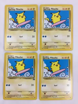 Lot of 4 2001 Pokemon Black Star Promo #28 Surfing Pikachu Cards NM Unplayed - Image 2