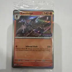 Pokemon Phantasmal Flames Staff Pre Release Sealed Promo Pack 4 Cards Unopened - Image 1
