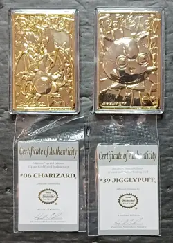 23K Gold Plated Charizard & JigglyPuff Trading Card with PokeBalls LOT OF 2 - Image 2