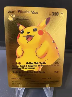 Pikachu Vmax Gold Foil Fan Art Collector Pokemon Display Card - Image 1