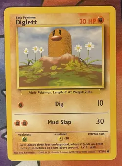 DIGLETT - 47/102 - Base Set - Pokemon Card - LP - Image 1