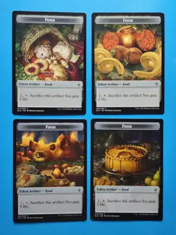 MTG 4x Food Token (Mixed Art) x4 NM Throne of Eldraine Magic Playset - Image 1