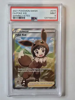 [PSA 9] 2021 POKEMON SWORD & SHIELD SHINING FATES #070 FULL ART/POKE KID 070/072 - Image 1