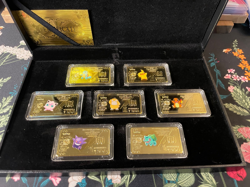 Non-TCG Pokemon 7 Pieces Gold Dollar 1oz Bullion Bar Set (Gold Plated) with Case - Image 1