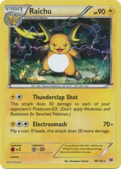 1x Raichu - 49/162 - Cracked Ice Holo Heavily Played Pokemon XY-- Breakthrough - Image 1
