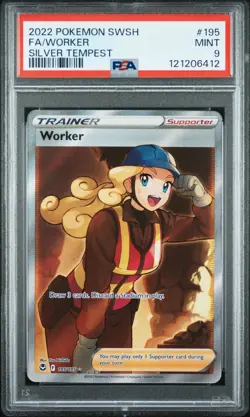 Worker 195/195 Silver Tempest Holo Rare Full Art Pokemon TCG PSA 9 - Image 2