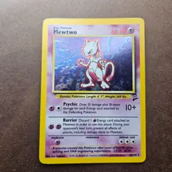 Mewtwo 10/102 Pokemon Base Set 2 Holo Rare Card - MP - Image 1