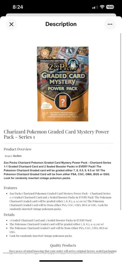 Charizard Pokemon Graded Card Mystery Power Pack - Image 5