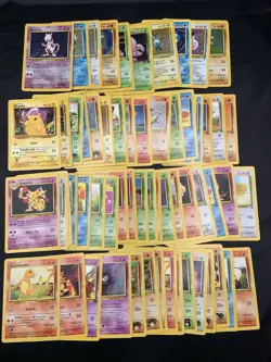 Vintage Pokemon Card Lot WOTC Mewtwo Vaporeon Pikachu Etc 50+ Cards MP-DMG - Image 1