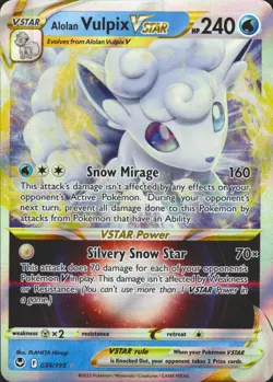 Alolan Vulpix VSTAR 034/195 Ultra Rare SWSH12: Silver Tempest Pokemon Card NM - Image 1